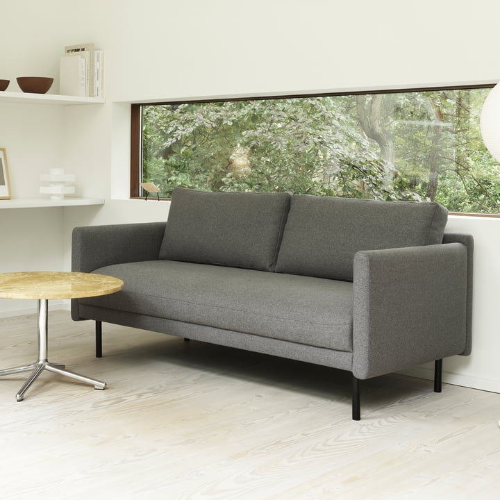 Rar 2-Sitzer Sofa, schwarz / Re-Born dark grey von Normann Copenhagen