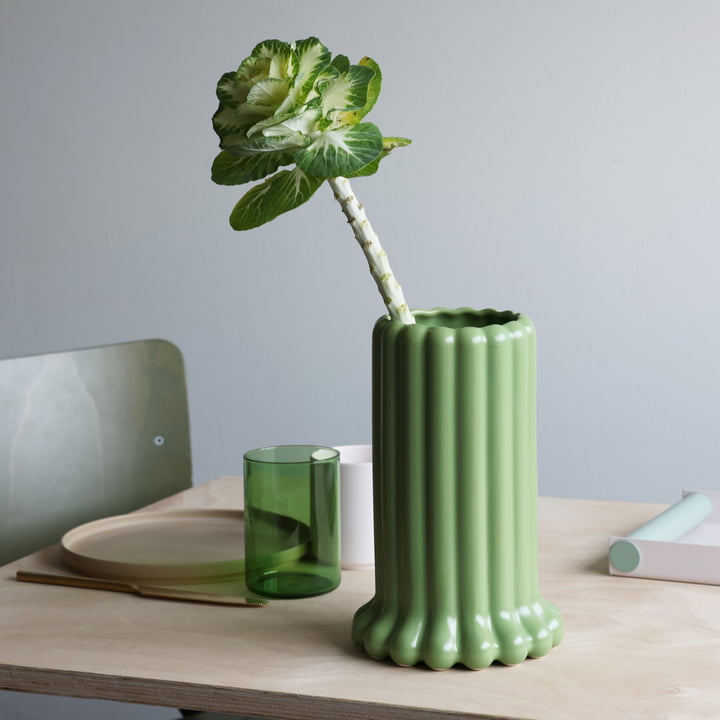 Tubular Vase, H 24 cm, green tendril von Design Letters