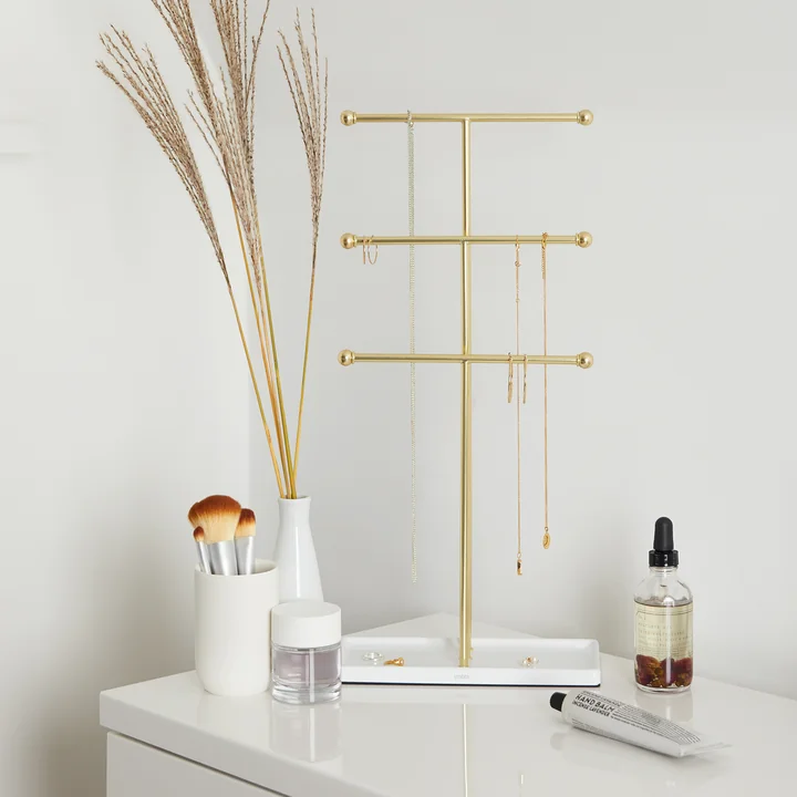 Umbra - Trigem Schmuckständer, Messing / weiß