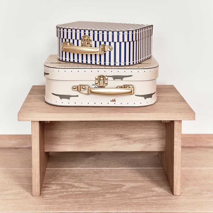 Toucan & Stripe Mini-Koffer und Arca Hocker, Eiche von OYOY Mini