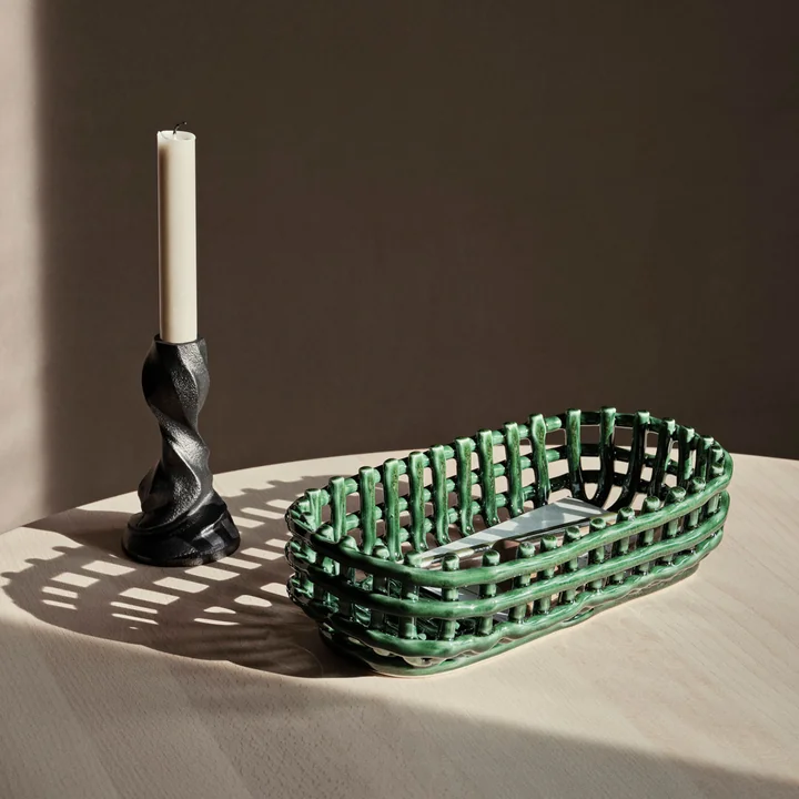 Keramik Korb oval, emerald green von Ferm Living