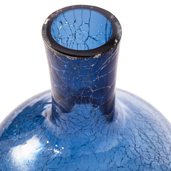 POLSPOTTEN - Crackled Glass Ball Body Vase S, dunkelblau