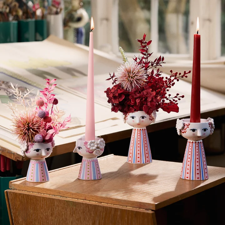 Bjørn Wiinblad - Eva Kerzenständer, pink, Kerzenhalter, staubrot