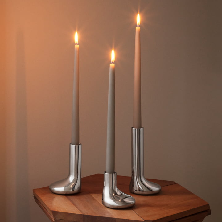 Mellow Kerzenhalter-Set, Edelstahl (3-tlg.) von Eva Solo