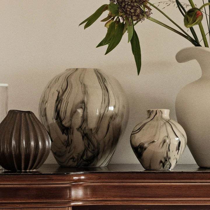Ingrid Vase, beige / schwarz von Broste Copenhagen