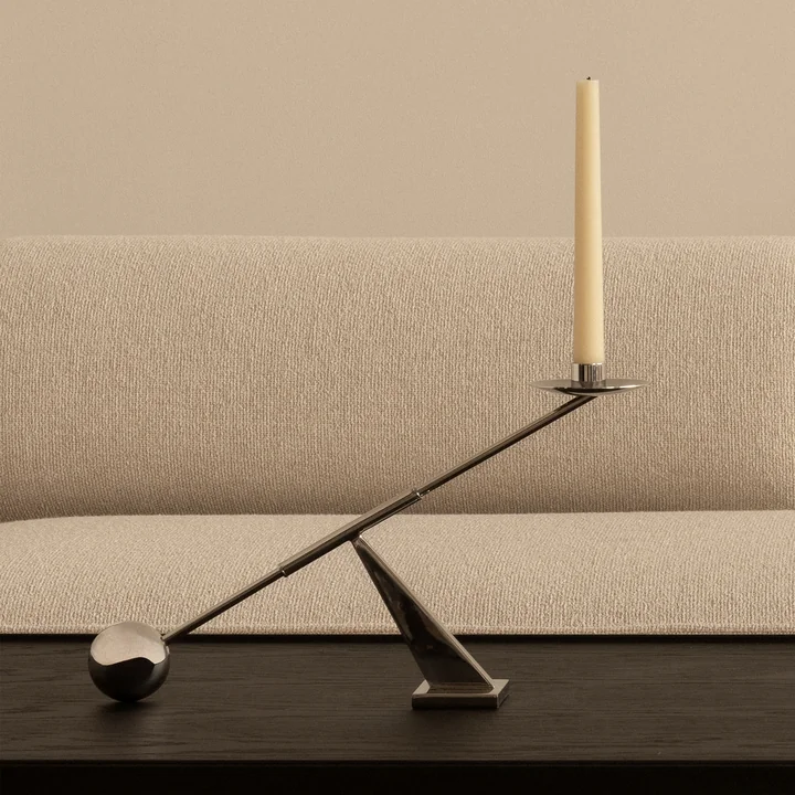 Audo - Interconnect Kerzenständer, H 25,5 x L 42,5 cm, Stahl poliert