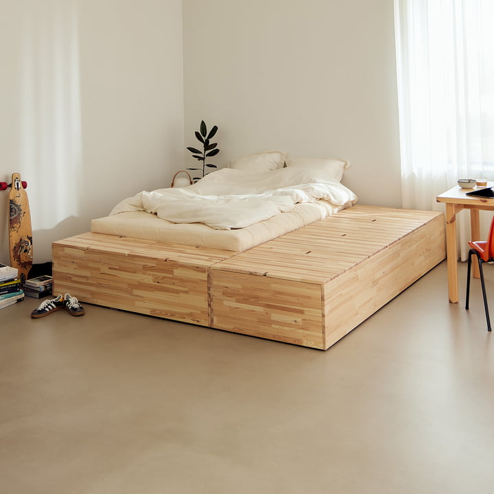 Karup Design - Basement Bett, Kiefer klar inkl. Strauraumbank