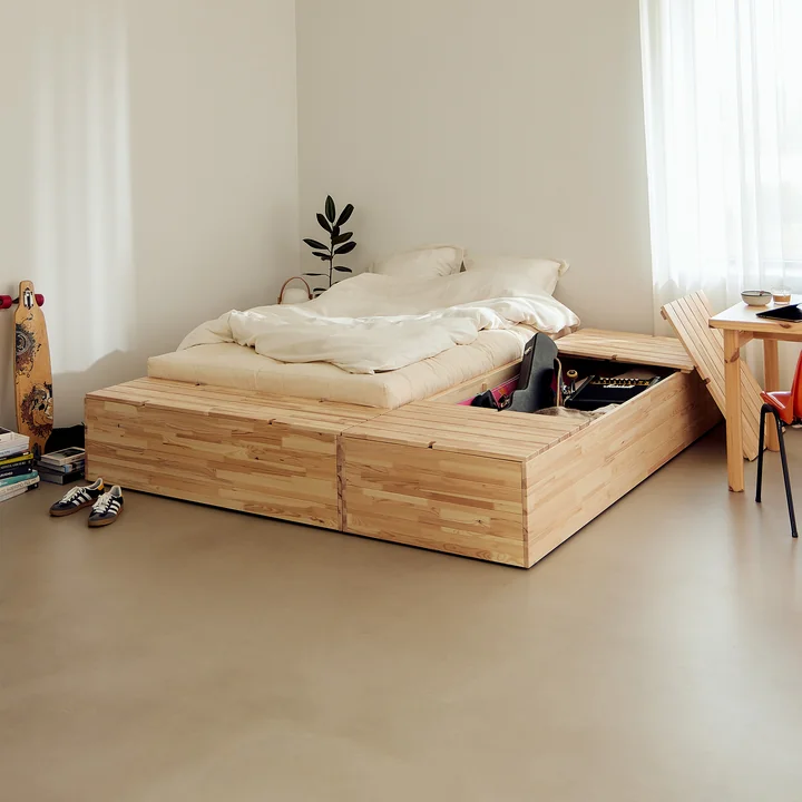 Karup Design - Basement Bett, Kiefer klar inkl. Strauraumbank