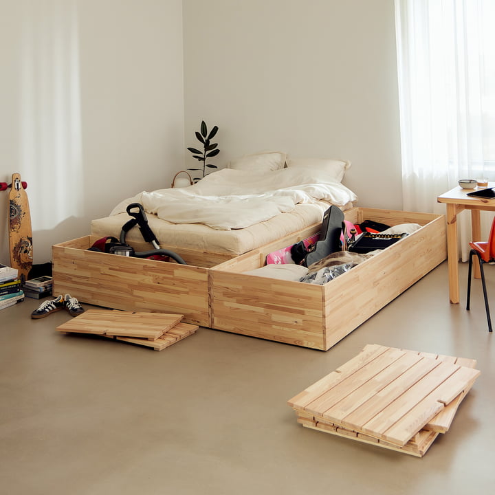 Karup Design - Basement Bett, Kiefer klar inkl. Strauraumbank