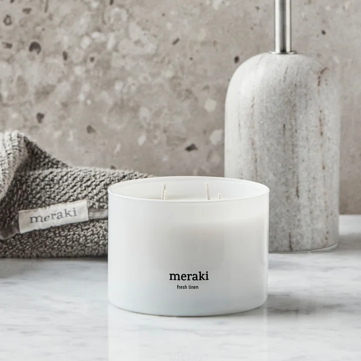Meraki - Duftkerze, Ø 10 cm, Fresh linen