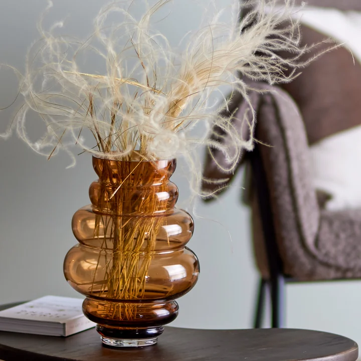 Bloomingville - Glas-Vase, Ø 18 x H 24 cm, braun