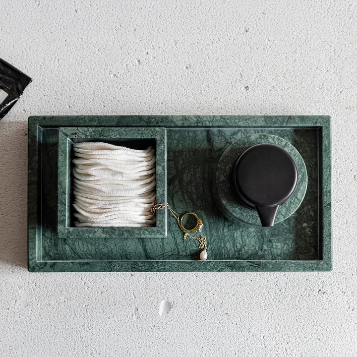 Mette Ditmer - Marble Tablett, 16 x 31 cm, dark forest