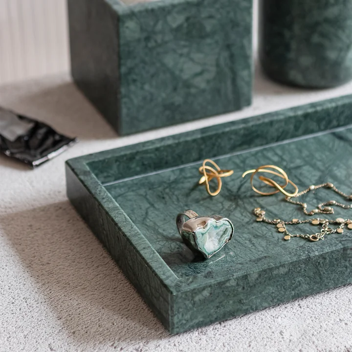 Mette Ditmer - Marble Tablett, 16 x 31 cm, dark forest