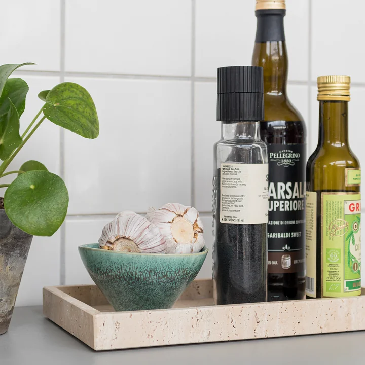 Mette Ditmer - Travertine Tablett, 16 x 31 cm, leinen