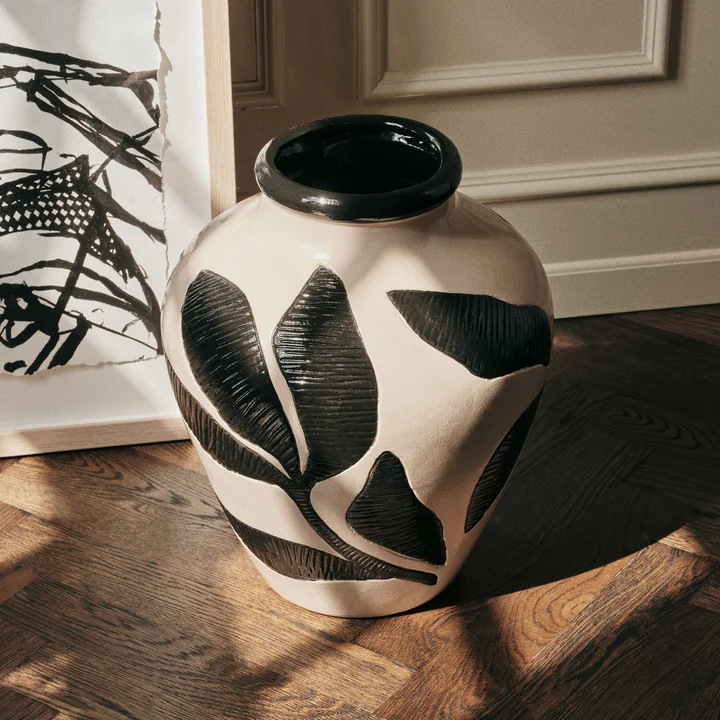 Broste Copenhagen - Herbert Vase, schwarz / rainy day grey
