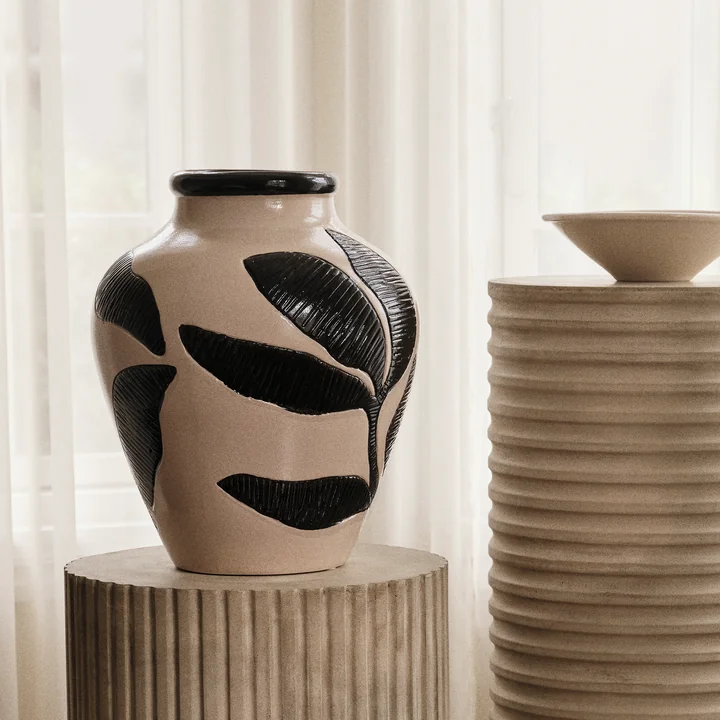 Broste Copenhagen - Herbert Vase, schwarz / rainy day grey