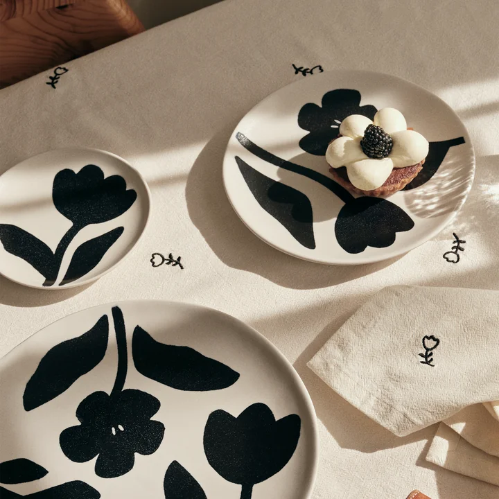 Broste Copenhagen - Mai Tischdecke, schwarz / off-white