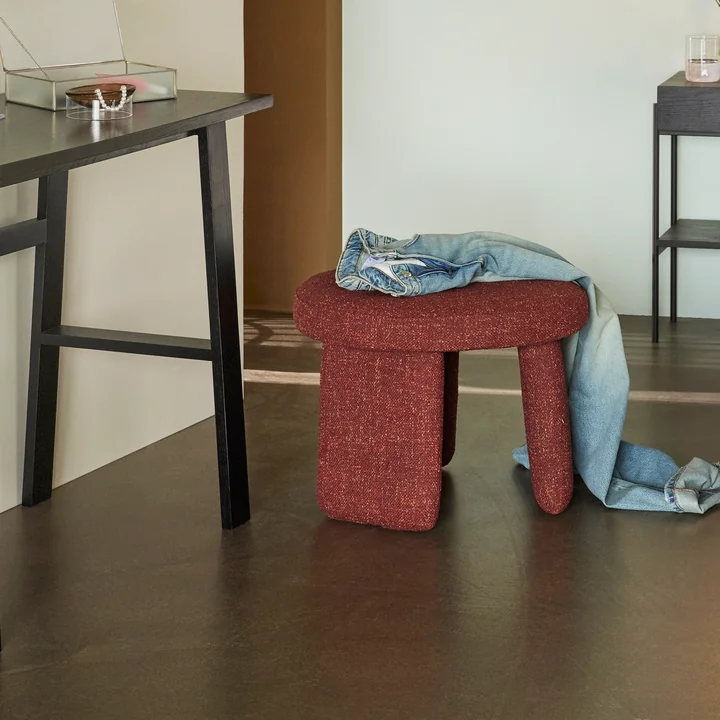 Hübsch Interior - Rocco Pouf, rot