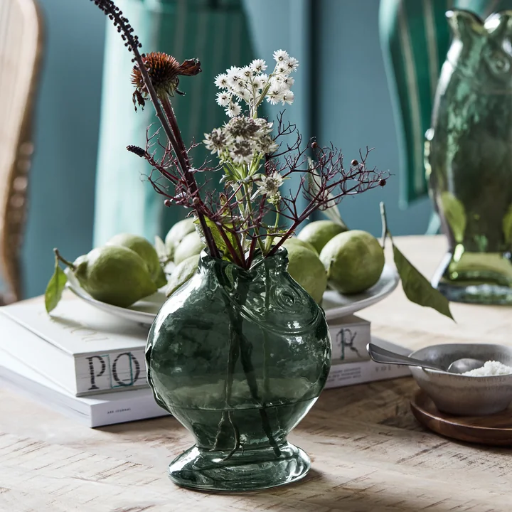 House Doctor - Fisch Vase, H 17,5 cm, smoked grey