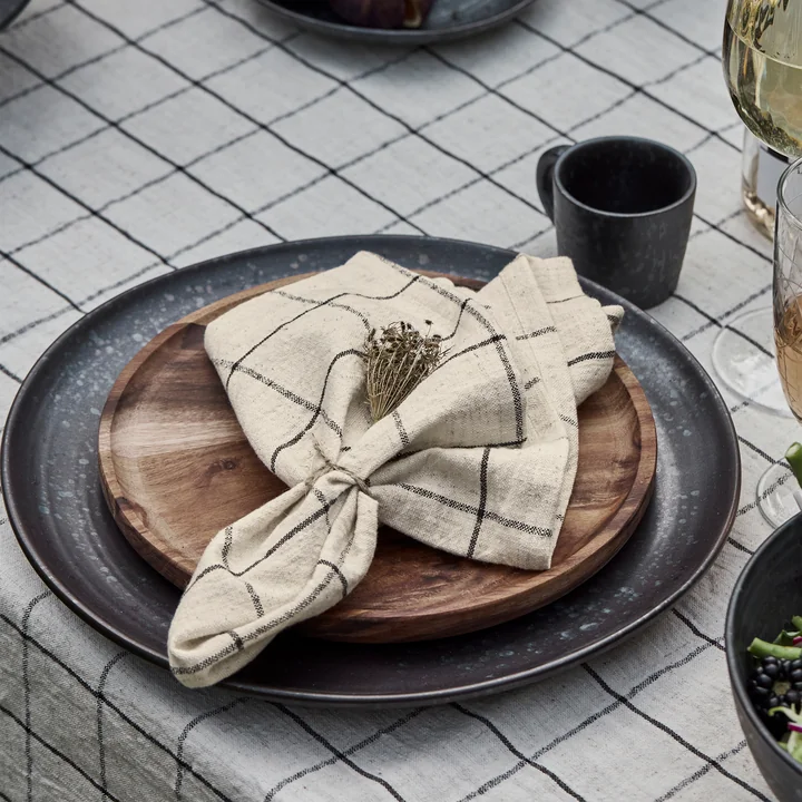 House Doctor - Join Servietten, schwarz / off-white 