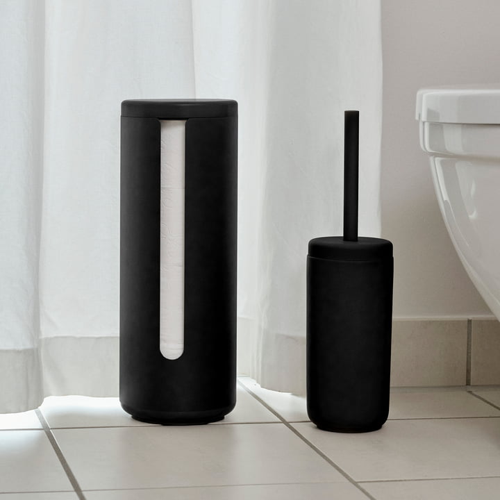 Zone Denmark - Toilettenpapieraufbewahrung und Toilettenbürste, schwarz