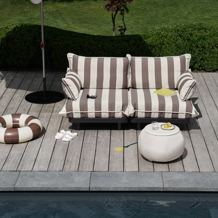 Fatboy - Paletti Outdoor Lounge Sofa, weiß / kakao gestreift