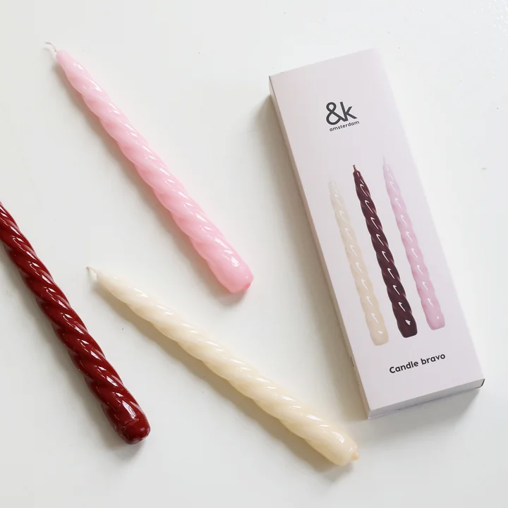 &klevering - Bravo Stabkerzen, rot (3er-Set)