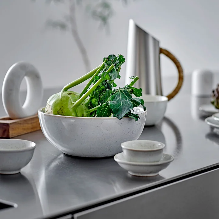 Bloomingville - Manuella Mörser und Stößel, weiß / Mango natur