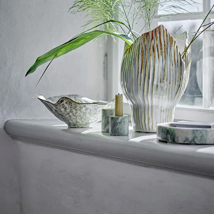 Bloomingville - Kokoro Kerzenständer, Marmor grün (2er-Set)