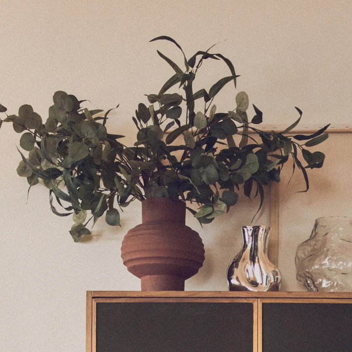 HKliving - Handcarved Terrakotta Vase, Bulb