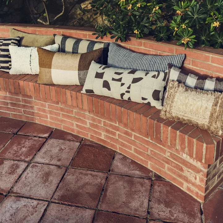 HKliving - Natural Patched Kissen, 70 x 30 cm, beige / braun