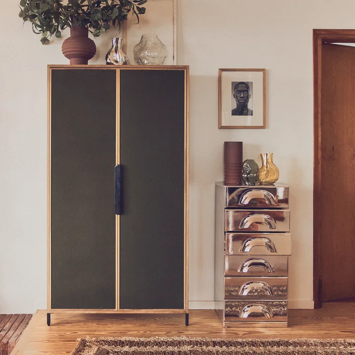 HKliving - Pioneer Schrank, 100 x 180 cm, Canvas / Kommode mit 6 Schubladen