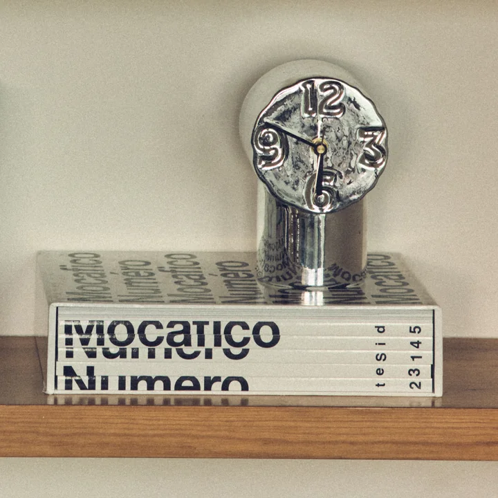 HKliving - Retro Keramik Tischuhr, chrom