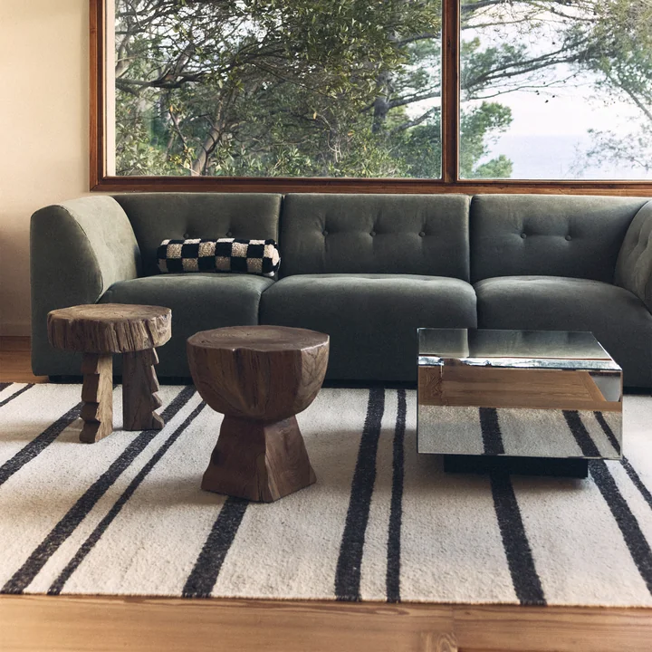 HKliving - Striped Kelim Wollteppich, 200 x 300 cm, cream