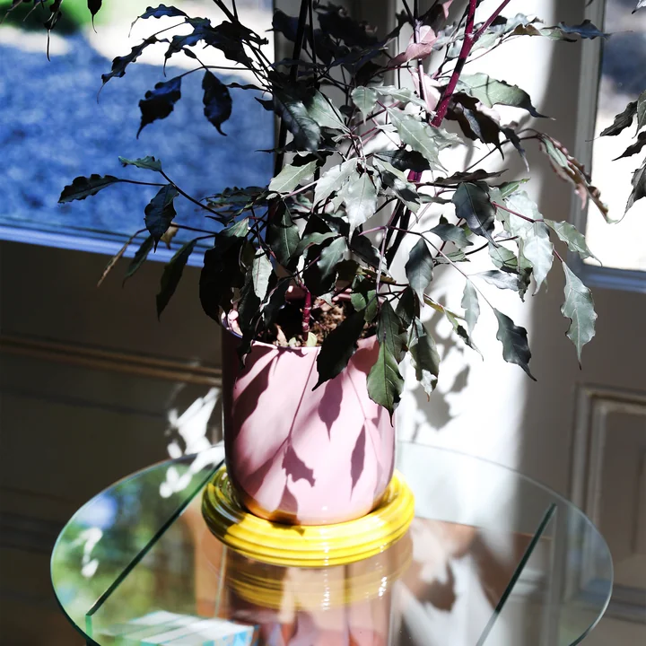 &klevering - Churros Blumentopf, Ø 19,5 x 21 cm, blush / gelb