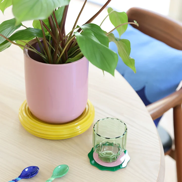 &klevering - Churros Blumentopf, Ø 19,5 x 21 cm, blush / gelb