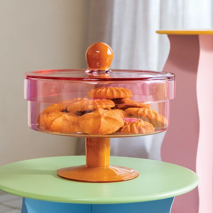 &klevering - Duo Aufbewahrungsglas, Ø 22 x 20 cm, pink / orange