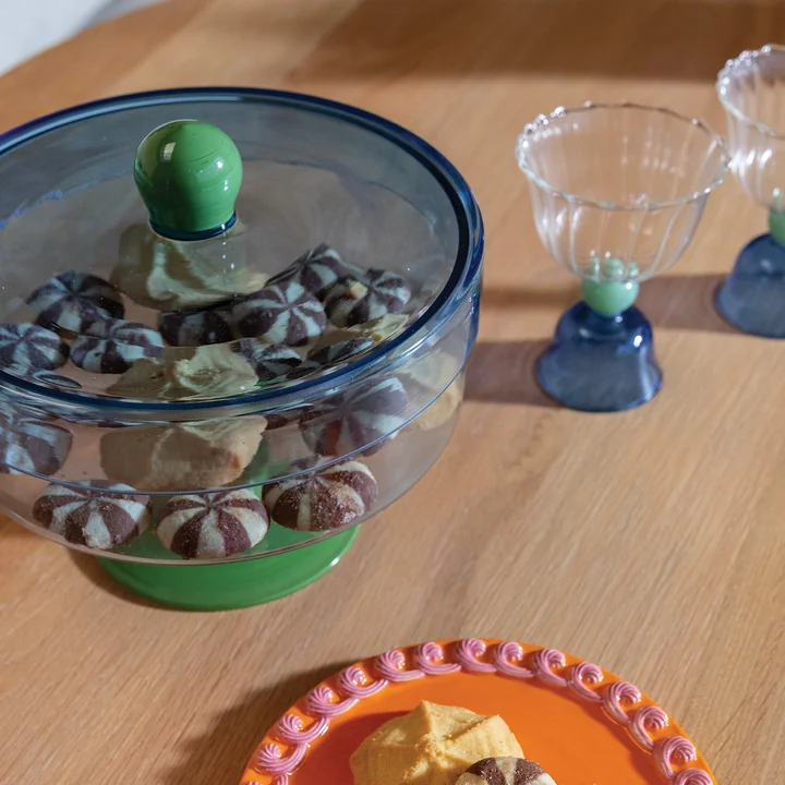 &klevering - Duo Aufbewahrungsglas, Ø 22 x 20 cm, blau / grün