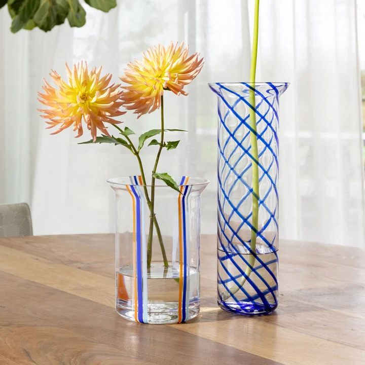 Yogu Vase 42 x Ø 11 cm, spiral blue von &klevering