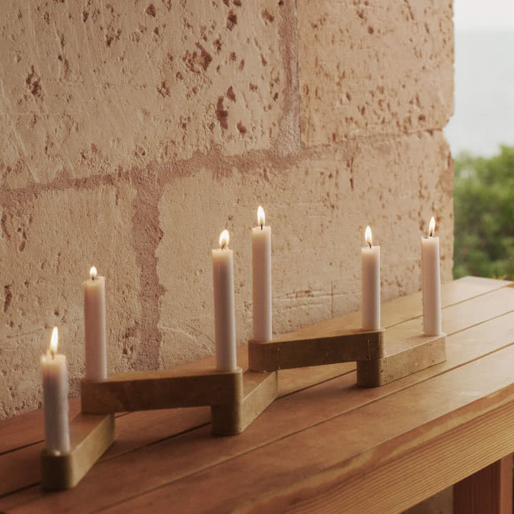 Ferm Living x Utzon - Newel Modular Kerzenhalter, Travertin (6er-Set)