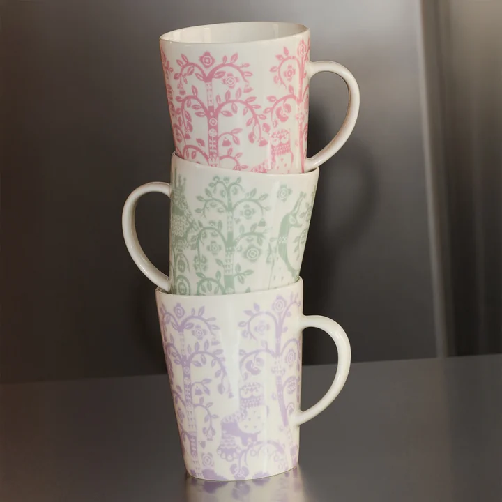 Iittala - Taika Becher mit Henkel, 0.4 l, rosa / salbei / helllila