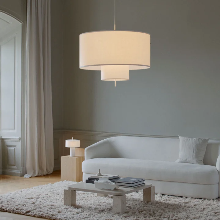 New Works - Margin Portable LED Tischleuchte mit Akku, Pendelleuchte 90 cm, weiß