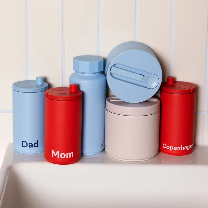 Design Letters - Travel Becher, deep sea coral und light blue