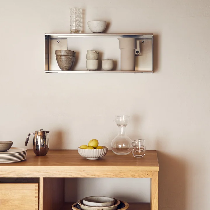 Form & Refine - Taper Wandregal, 25 x 70 cm, Edelstahl