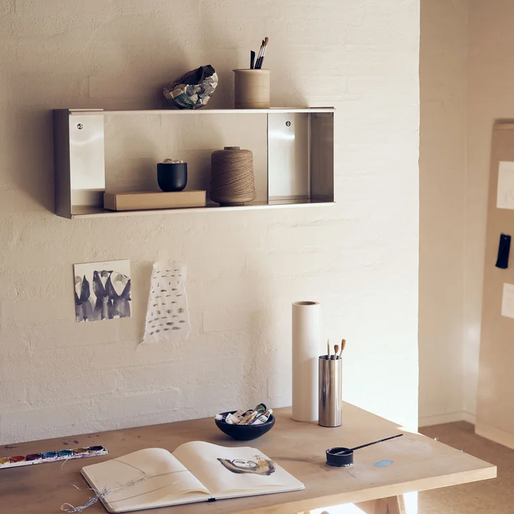 Form & Refine - Taper Wandregal, 25 x 70 cm, Edelstahl