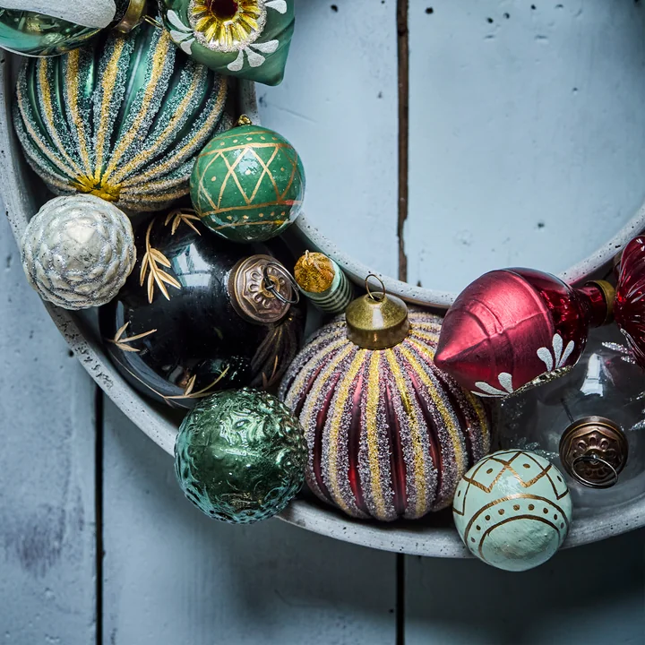 House Doctor - Mach Ornament, Ø 4 cm, dunkelgrün / mintgrün