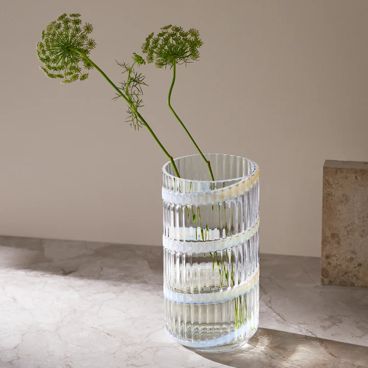 Lyngby Porcelæn - Glasvase, swirl, H 25 cm, transparent