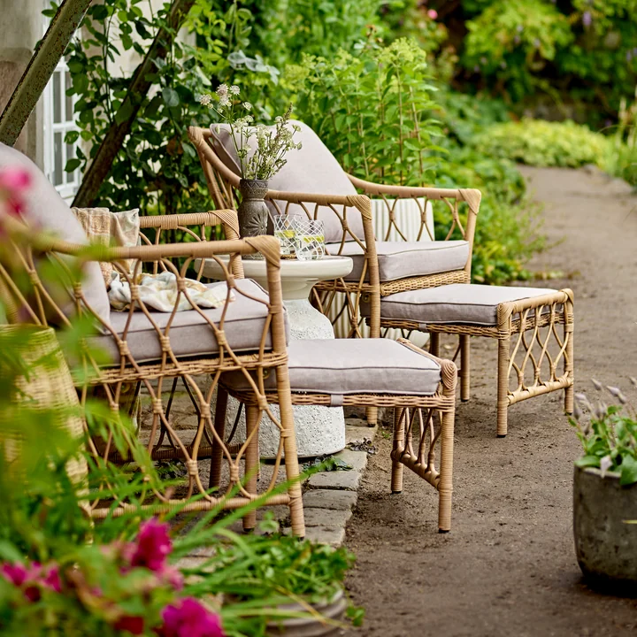 Bloomingville - Belluce Loungestuhl mit Hocker, natur