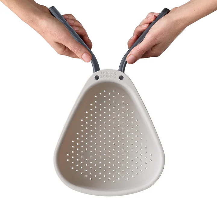 Joseph Joseph - Droplet Küchensieb mit faltbaren Griffen groß, stone