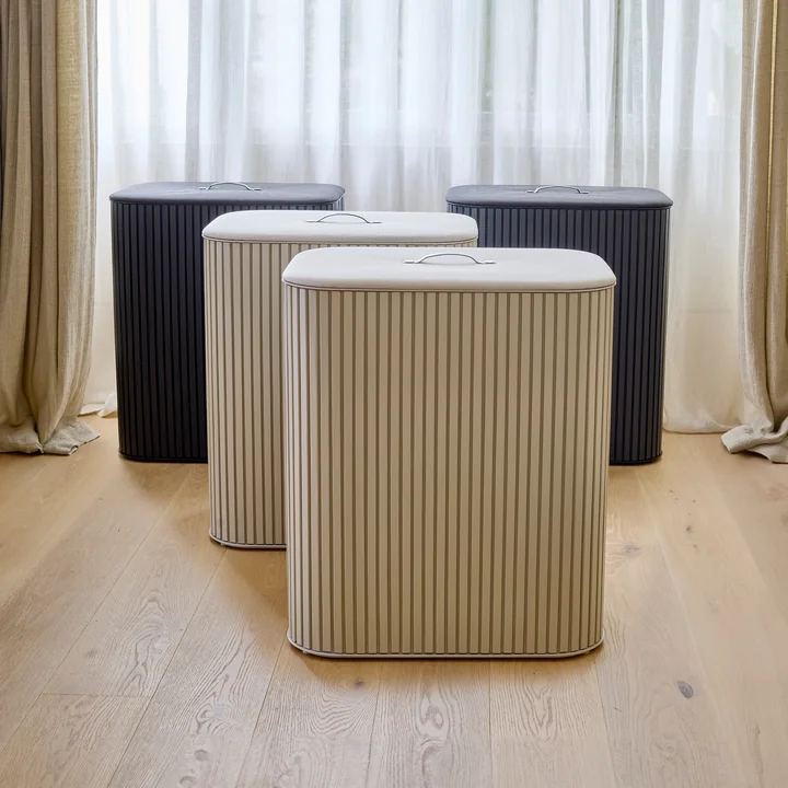 Joseph Joseph - Tota Luxe Wäschetrennkörbe 90 l, Bambus ecru und schwarz